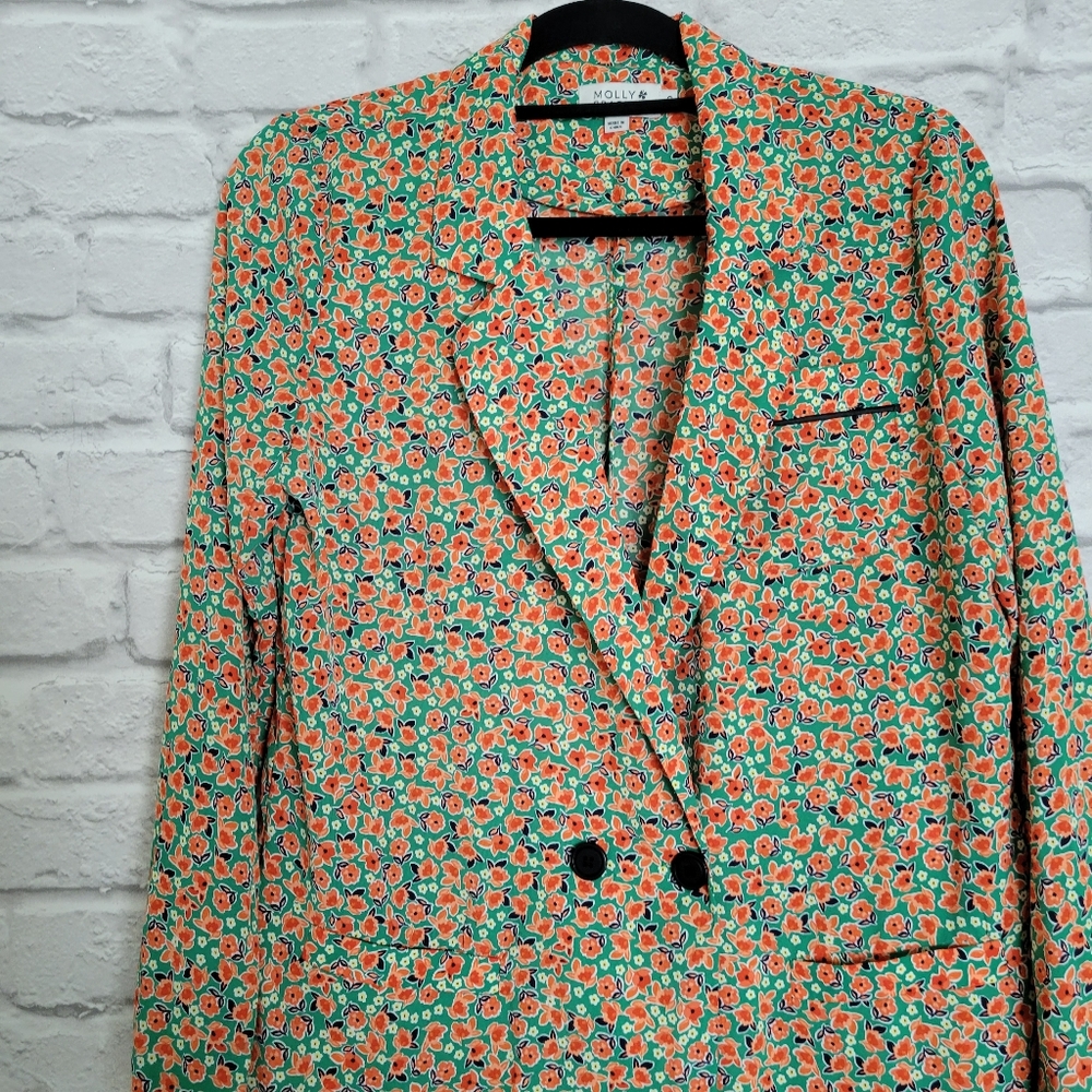 Molly Bracken Modcloth Floral Sheer Blazer With Front Picket Size Small